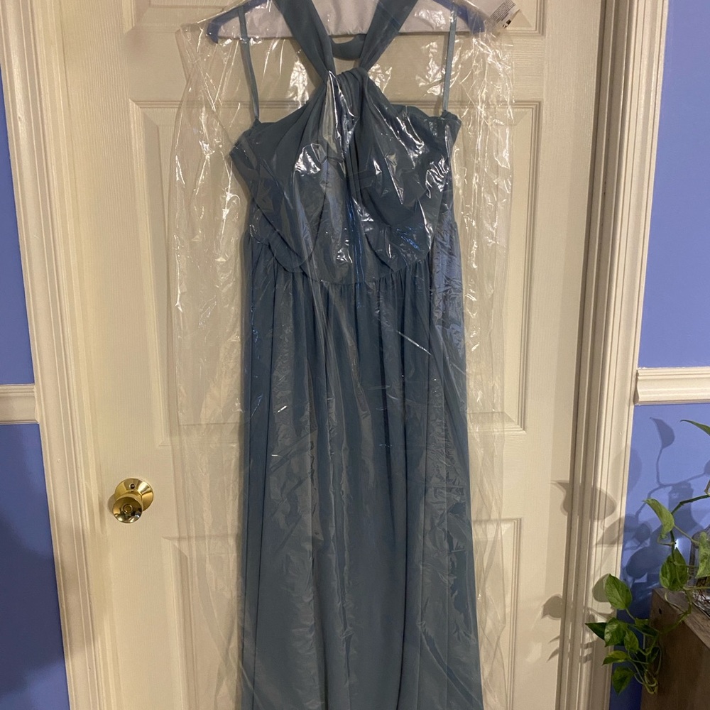 Kennedy Blue Elegant Blue Halter Bridesmaid Dress
